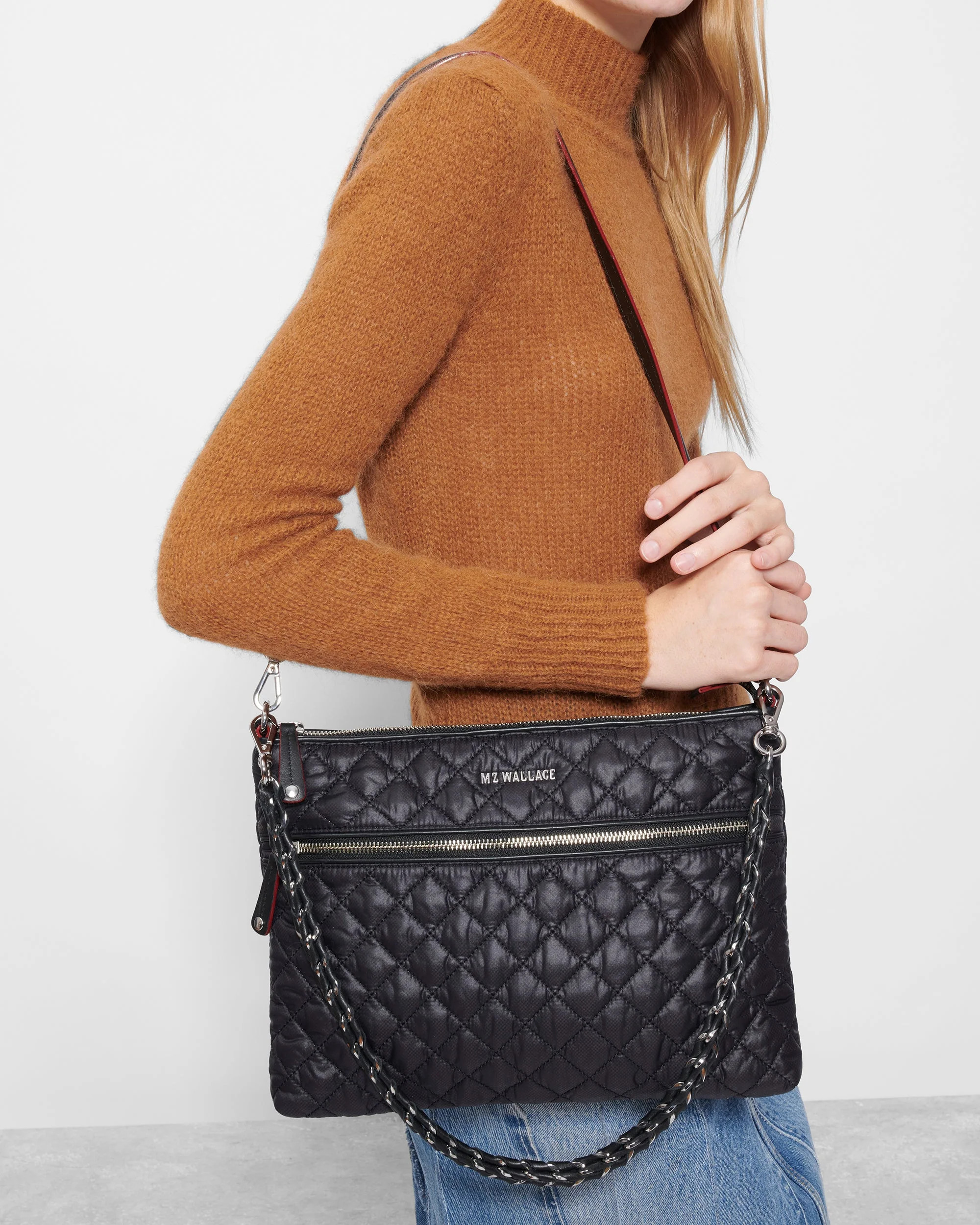 Crosby Quilted Crossbody Bag in Black | MZ Wallace | MZ Wallace