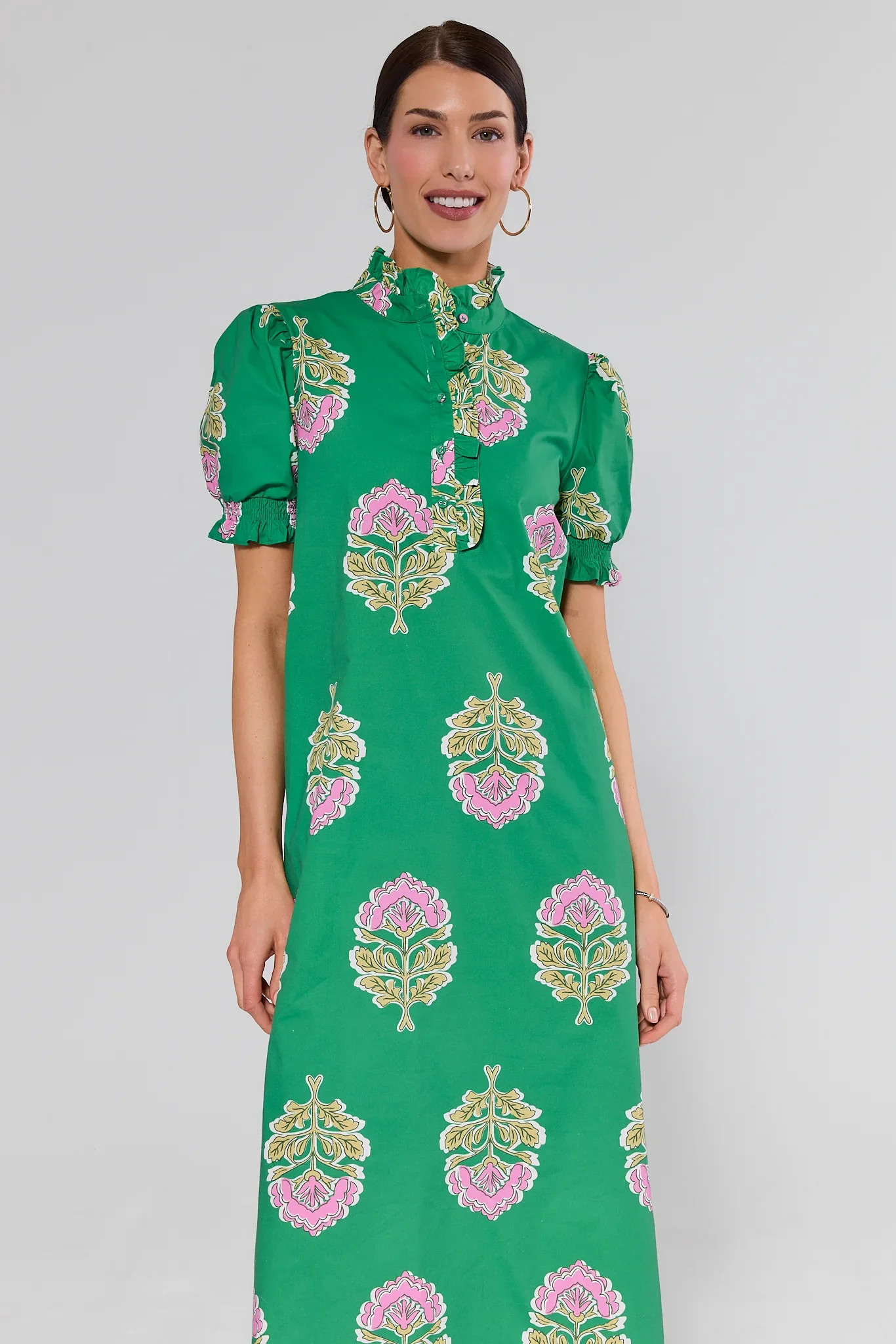 Green Floral Print Maxi Dress | Avara