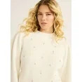 Free Assembly Women’s and Women's Plus Beaded Sweater with Puff Sleeves, Midweight, Sizes XS-4X | Walmart (US)