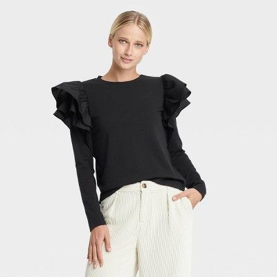 Women's Ruffle Long Sleeve Knit Top - Who What Wear™ | Target