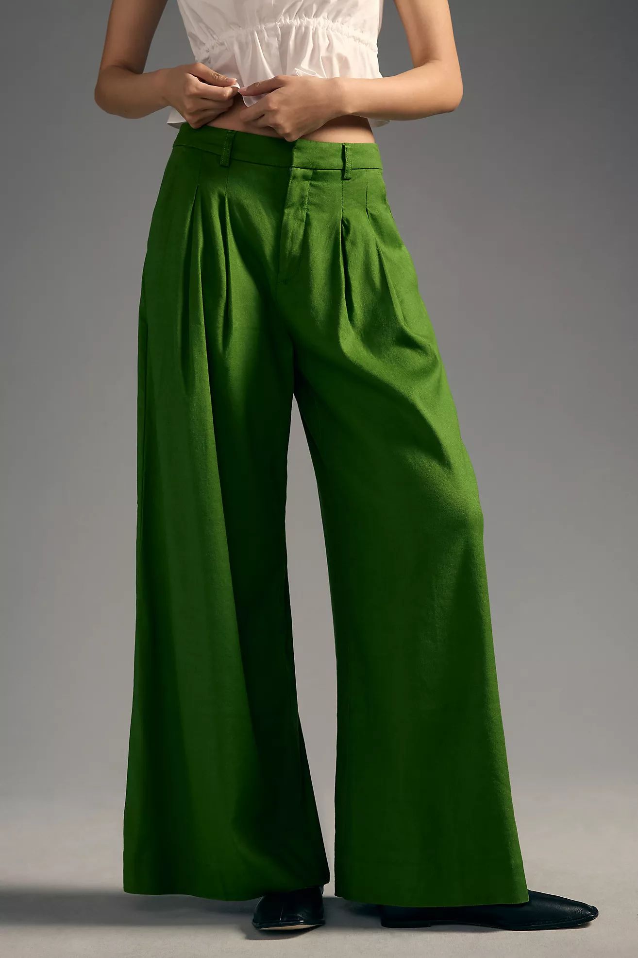 The Avery Pleated Wide-Leg Linen Trousers | Anthropologie (US)