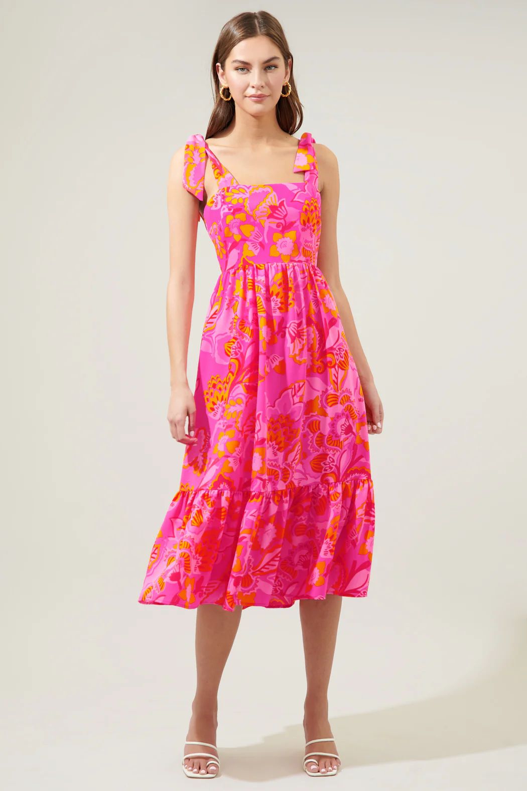 Lanai Tropics Filly Tie Strap Midi Dress | Sugarlips