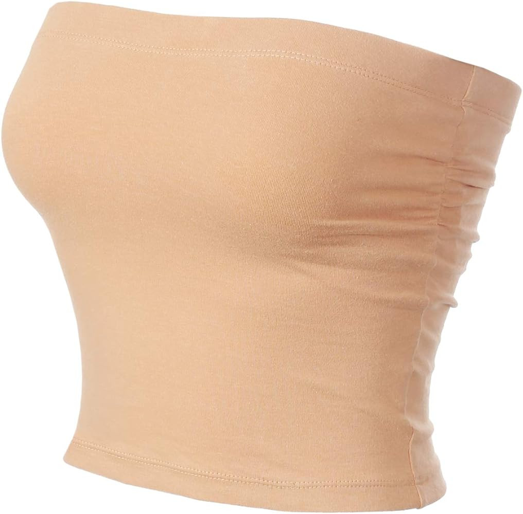 MixMatchy Women's Basic Tube Tops Built in Shelf Bra Strapless Crop Tops Bandeau Sexy Summer Outf... | Amazon (US)