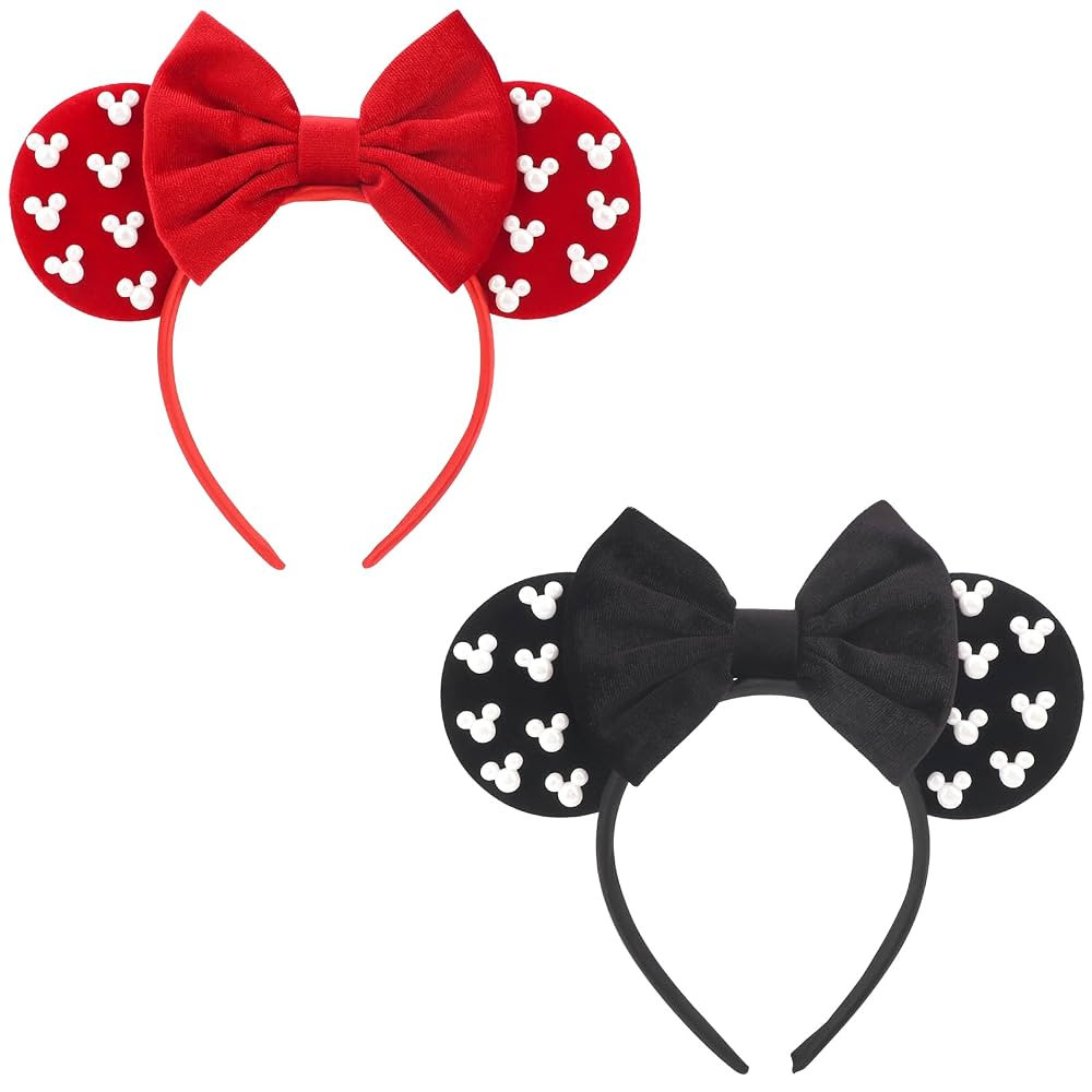 DRESHOW Mouse Ears Headbands for Women Girls Pearl Hairbands Bow Head bands Velvet Head band Chri... | Amazon (US)