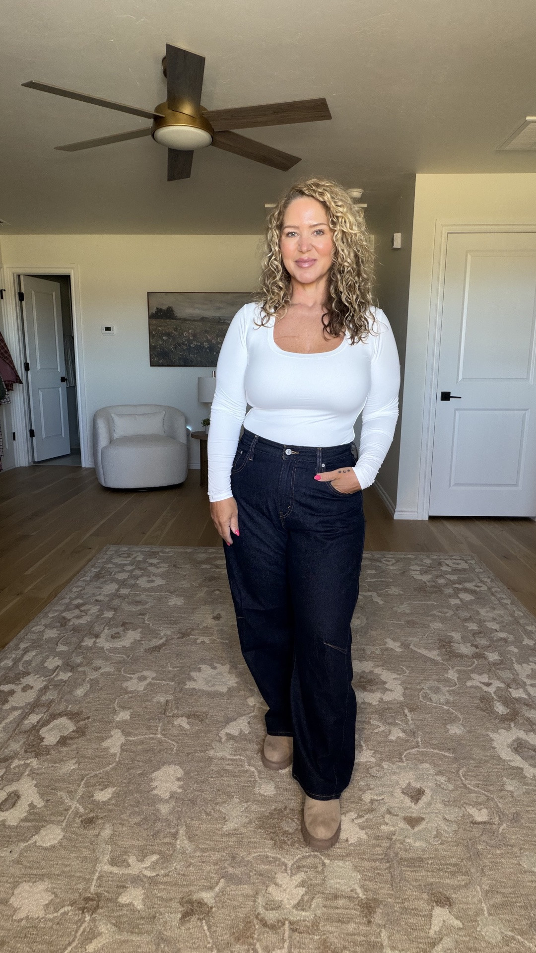 Large tops
31 short jeans 
Boots tts

#LTKMidsize #LTKPetite #LTKOver40