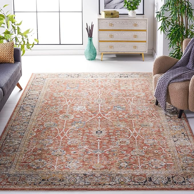 SAFAVIEH Silverado Collection Area Rug - 5' x 8', Rust & Blue, Traditional Oriental Vintage Distr... | Amazon (US)