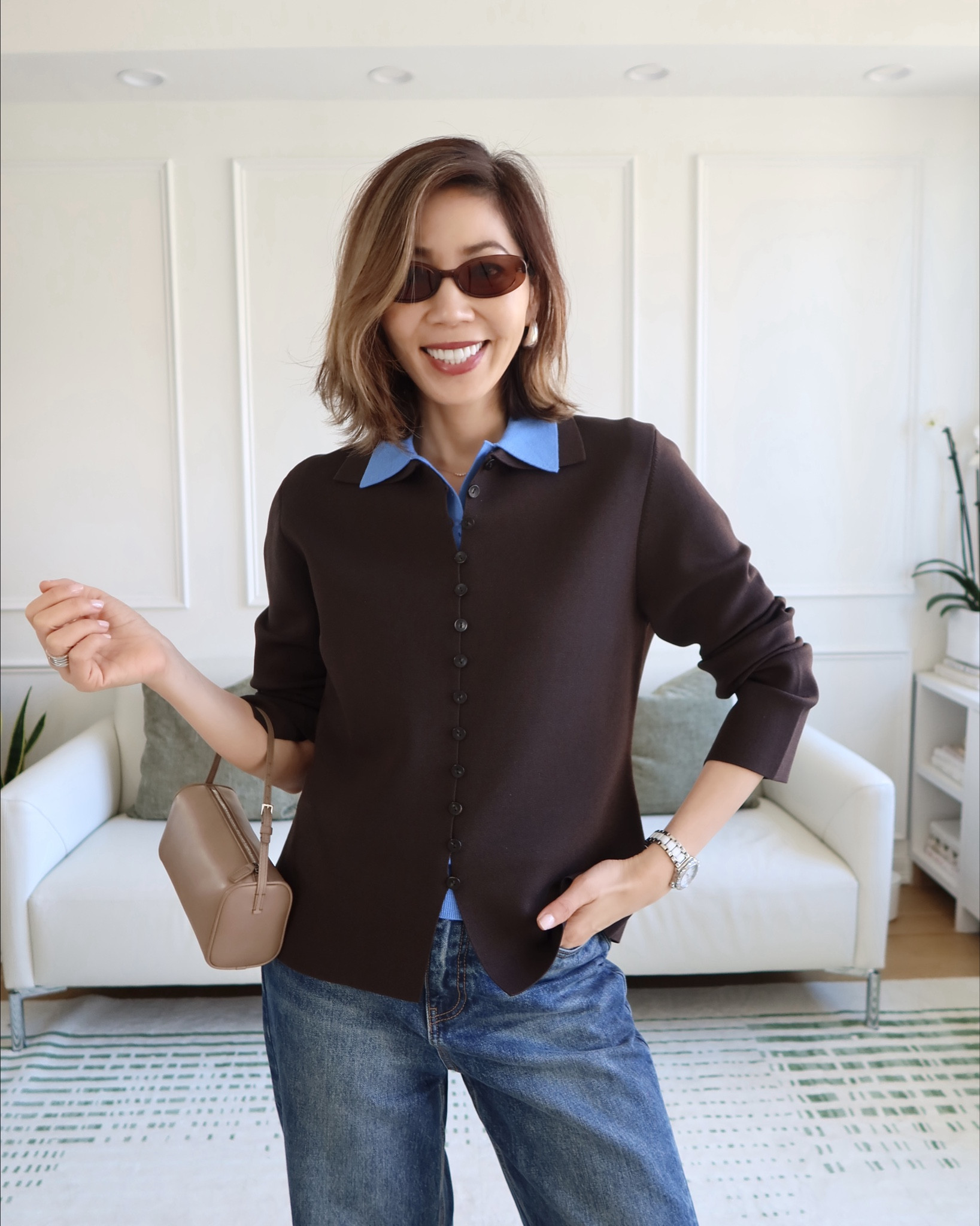 Blue+ brown 

#LTKOver40 #LTKMidsize #LTKootd