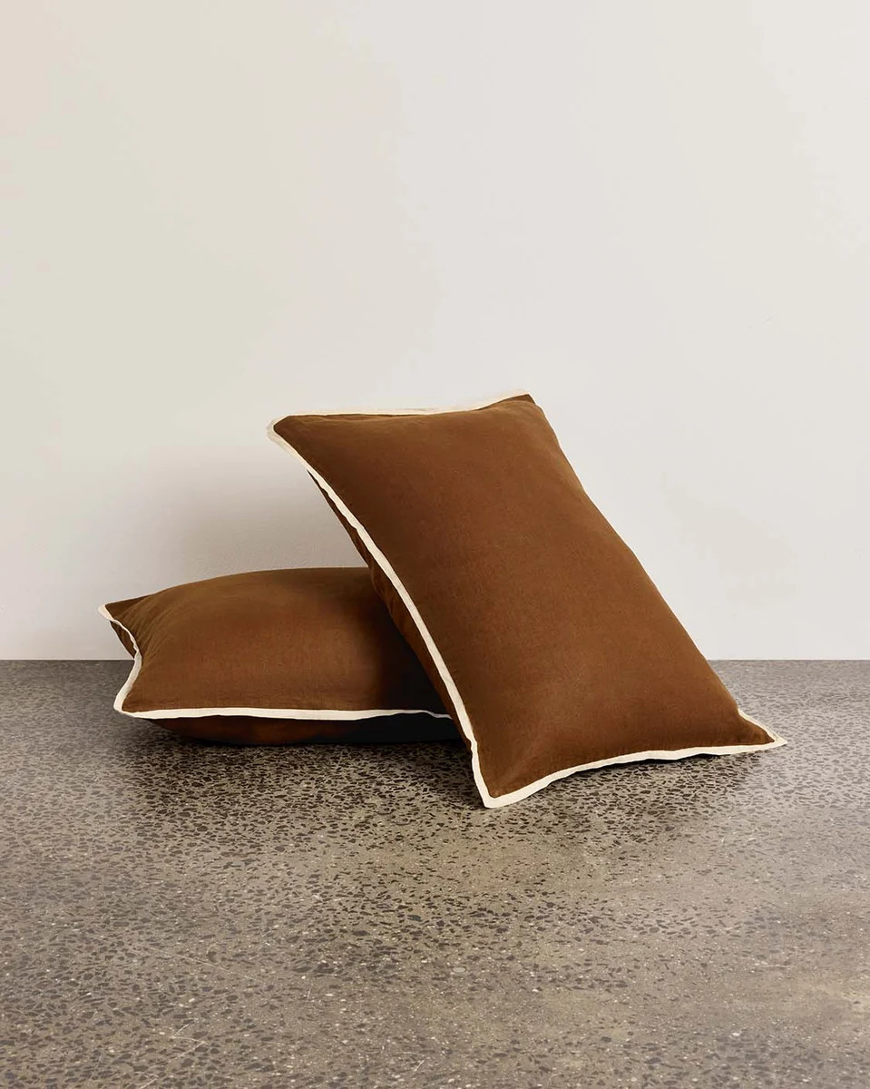 Linen Pillowcase Pair - Toffee | Hommey US