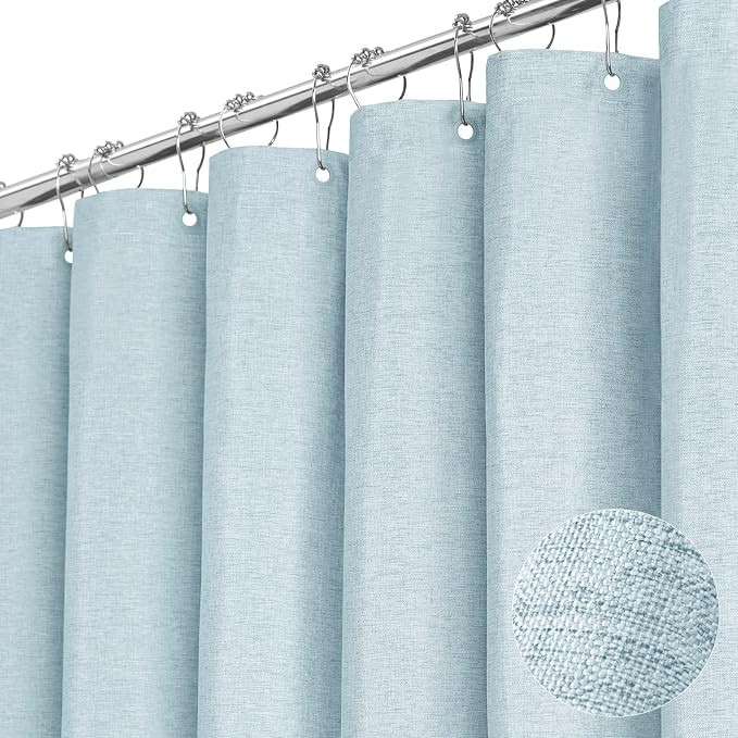 Extra Long Shower Curtain - 72x96 Inch Long Linen Textured Heavy Duty Fabric Shower Curtain Set w... | Amazon (US)