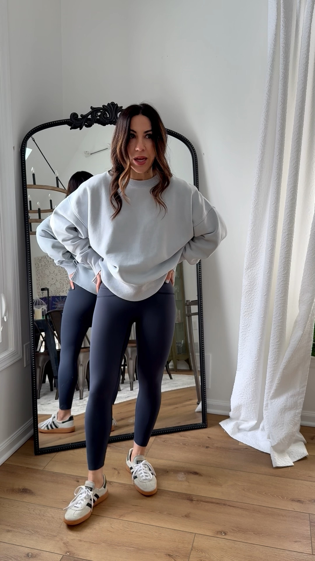 Small sweatshirt. Leggings small. Spanx code TAMMYXSPANX for new orders. sneakers size down

#LTKOver40 #LTKootd #LTKSaleAlert