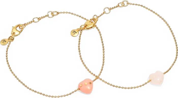 Madewell Rose Quartz Heart Friendship Bracelet Set | Nordstrom | Nordstrom