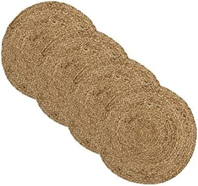 Elrene Home Fashions Everyday Casual Braided Jute Round Placemats, Jute Placemat Set for Casual Dini | Amazon (US)