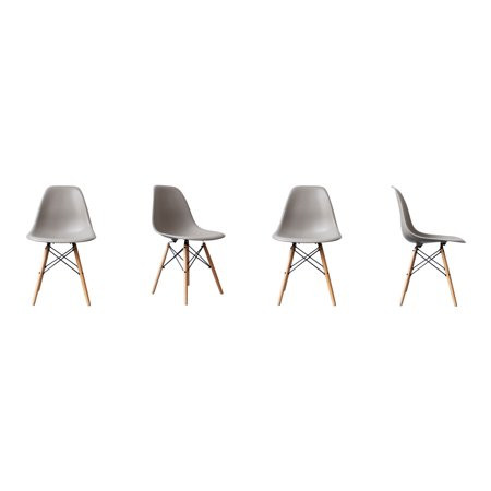 Mid-Century Modern Eiffel Style Dining Chair with Wood Legs - Mid Grey (Set of Four) | Walmart (US)