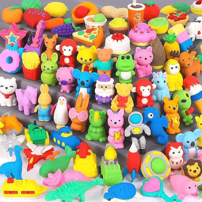 70 Pack Animal Erasers for Kids Bulk Desk Pets Classroom Prizes Treasure Box Toys for Classroom S... | Amazon (US)