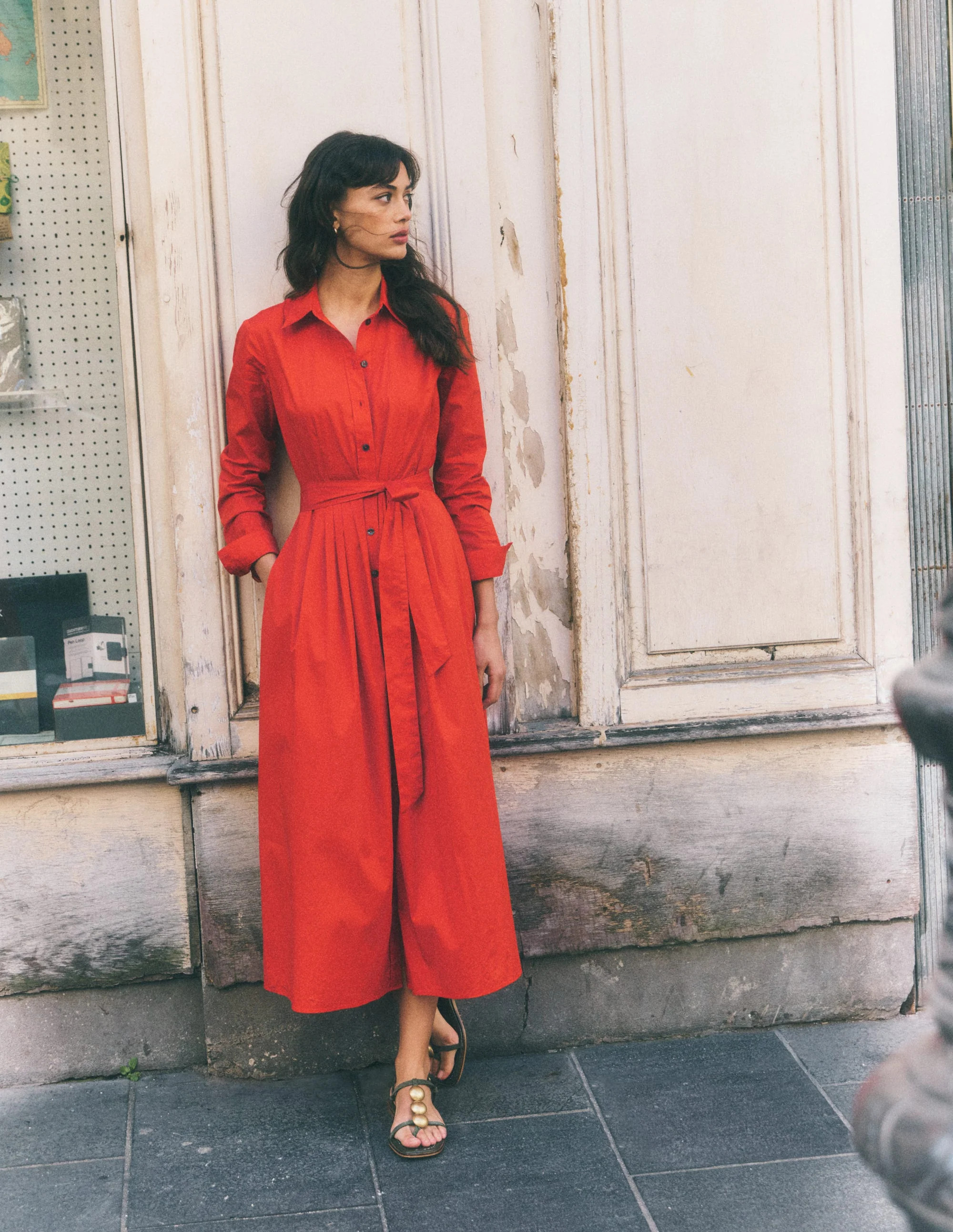 Alexa Cotton Midi Shirt Dress-Navy | Boden DE