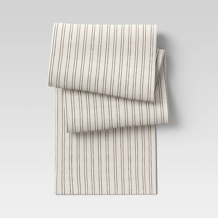 72&#34; x 14&#34; Cotton Striped Table Runner Natural - Threshold&#8482; | Target