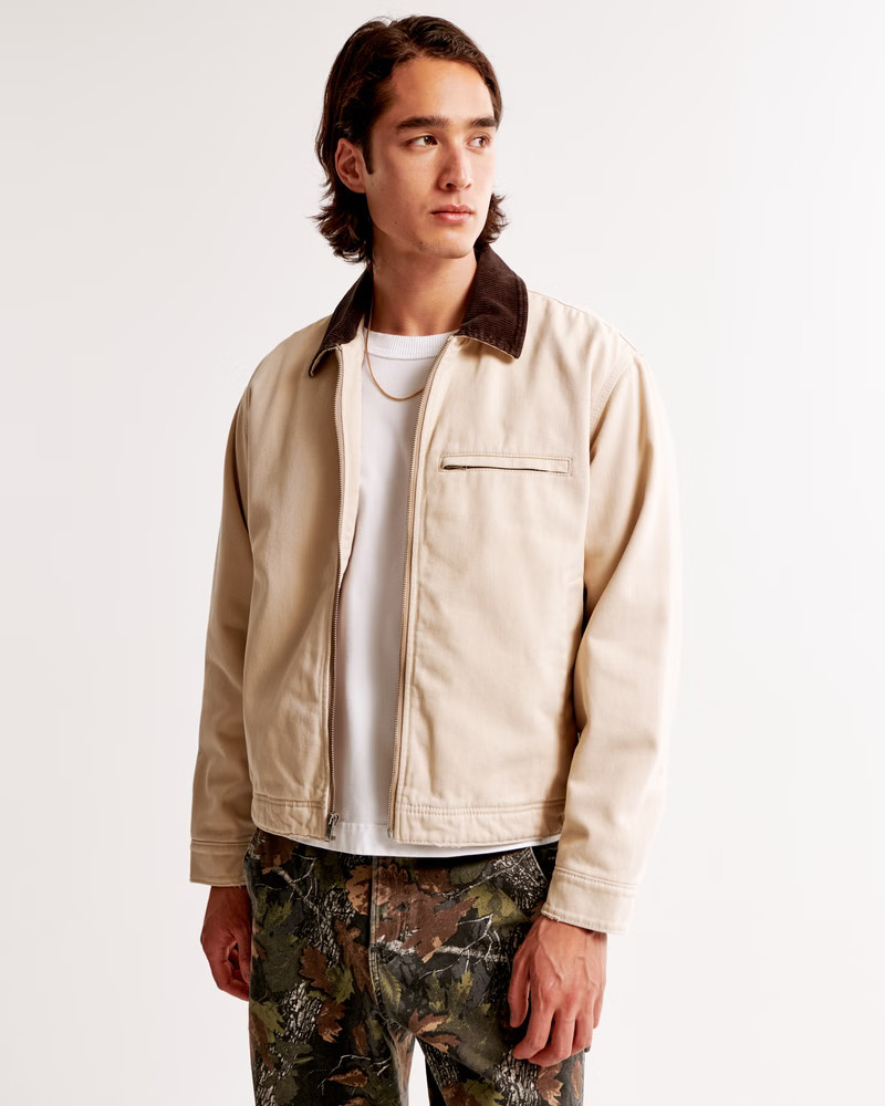 Men's Cropped Zip Workwear Jacket | Men's Coats & Jackets | Abercrombie.com | Abercrombie & Fitch (US)