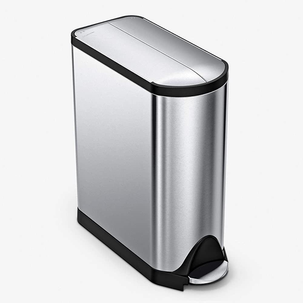 simplehuman 45 Liter / 11.9 Gallon Butterfly Lid Kitchen Step Trash Can, Brushed Stainless Steel | Amazon (US)