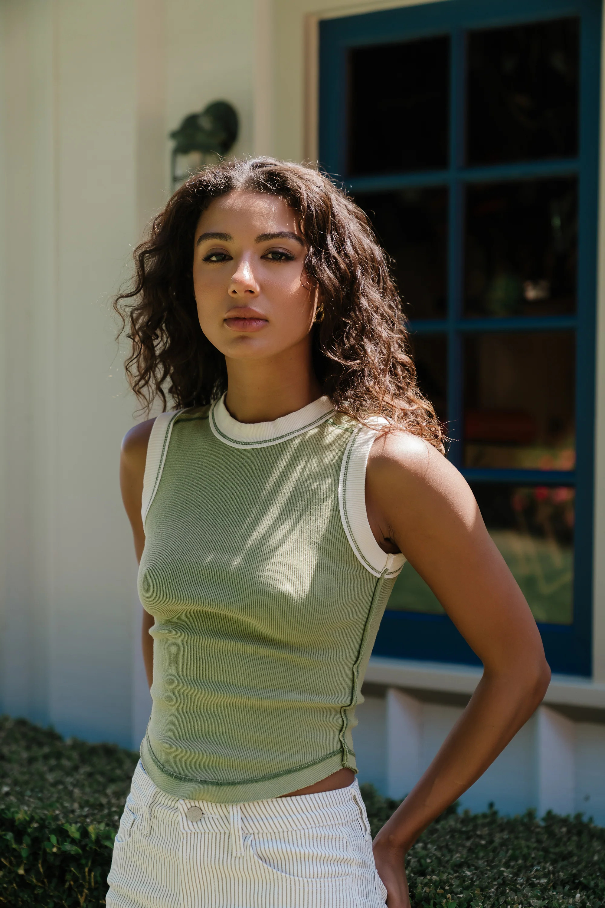 Lilah Reverse Seam Tank in Green | Böhme US