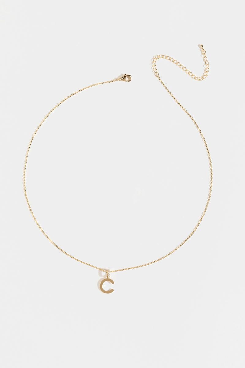 Lea Brass Initial Pendant Necklace | Francesca’s Collections
