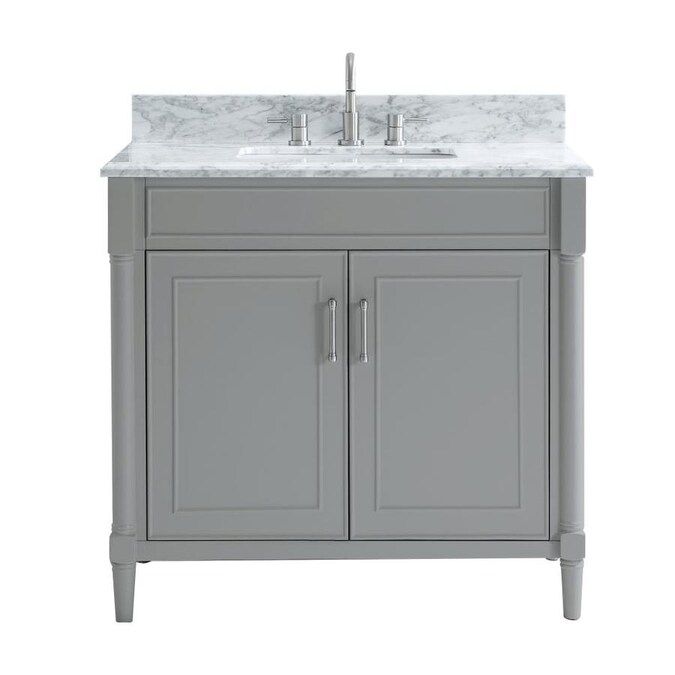 allen + roth Perrella 37-in Light Gray Single Sink Bathroom Vanity with Carrera White Natural Mar... | Lowe's