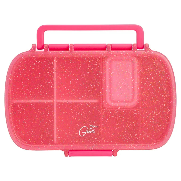 Paris Hilton Plastic Bento Box, Glitter Infused Lid, Customizable Compartments, Hot Pink | Walmart (US)