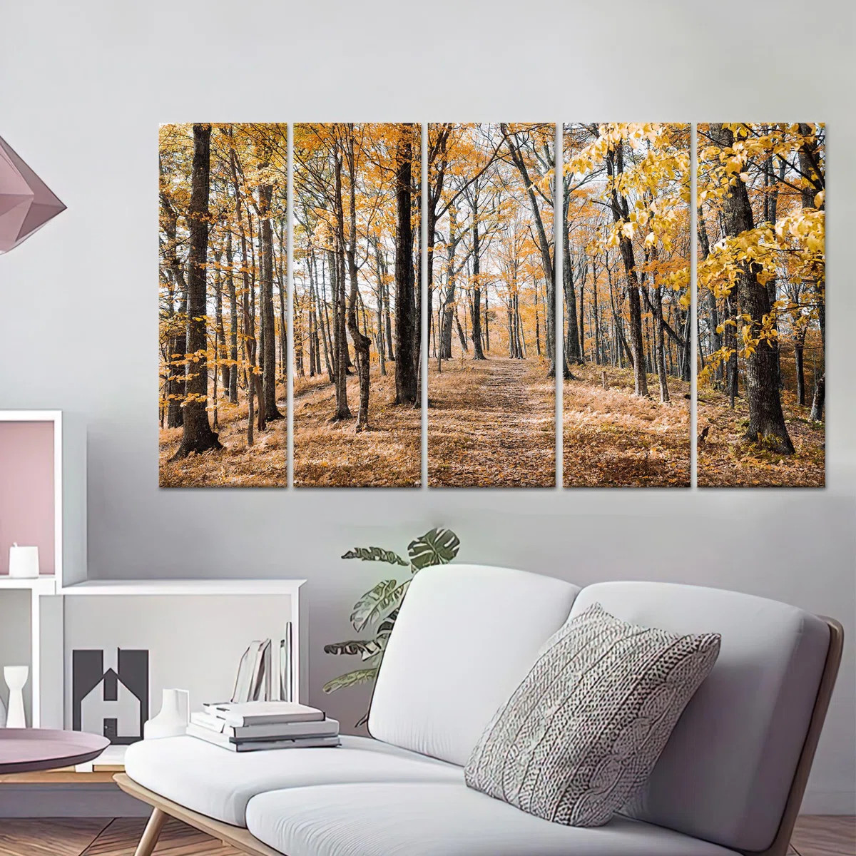 Autumn Forest Landscape Canvas Wall Art: Printed Fall Decor,5P Wrapped Canvas (Set of 5) | Wayfair North America