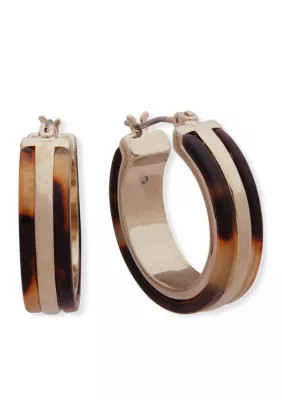 Lauren Ralph Lauren Gold-Tone Tortoise Hoop Earrings, Brown | Belk
