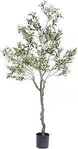 Nafresh Tall Faux Olive Tree，7ft（84in） Realistic Potted Silk Artificial Olive Tree， Fake ... | Amazon (US)