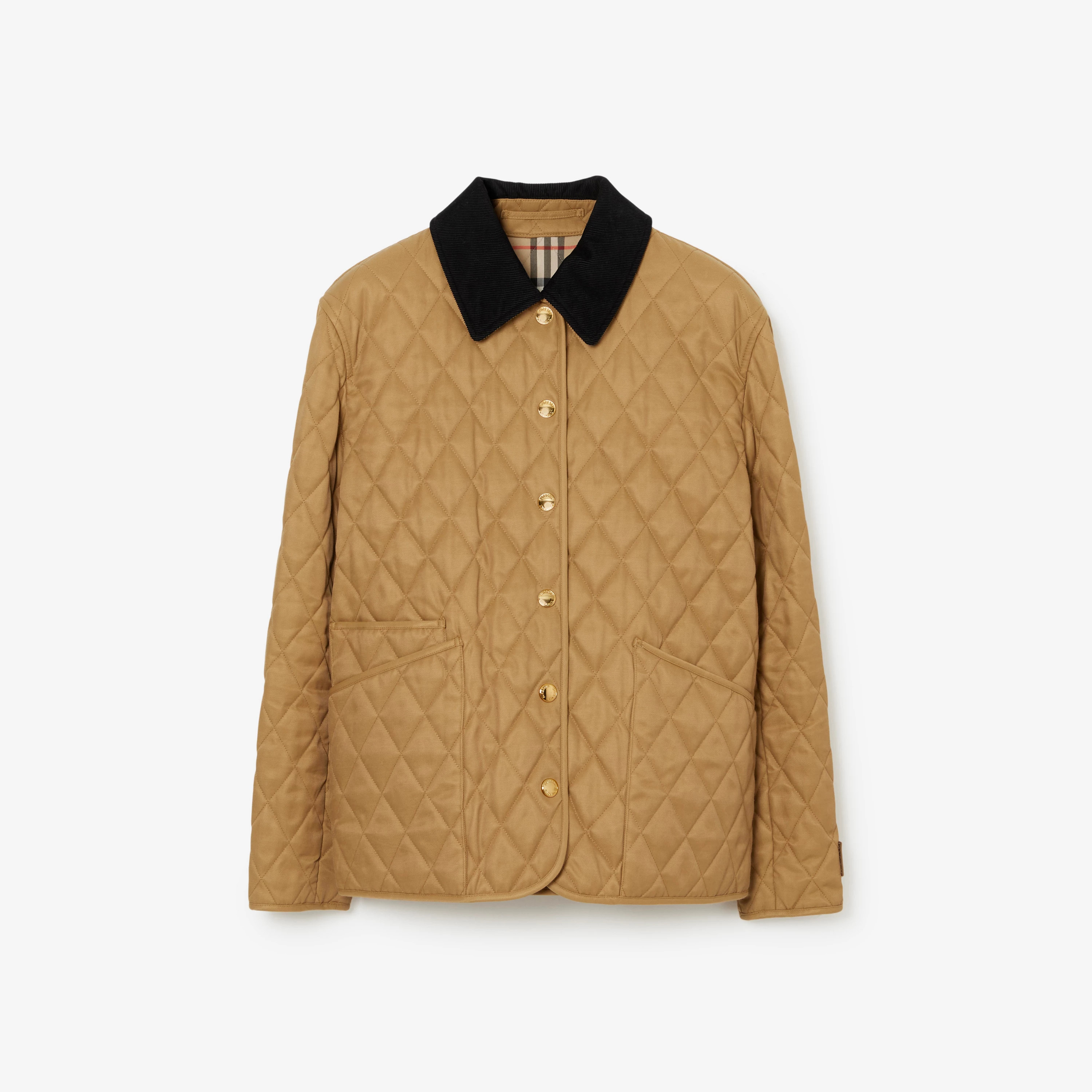 Corduroy Collar Diamond Quilted Jacket in Camel - Women | Burberry® Official | Burberry (UK)