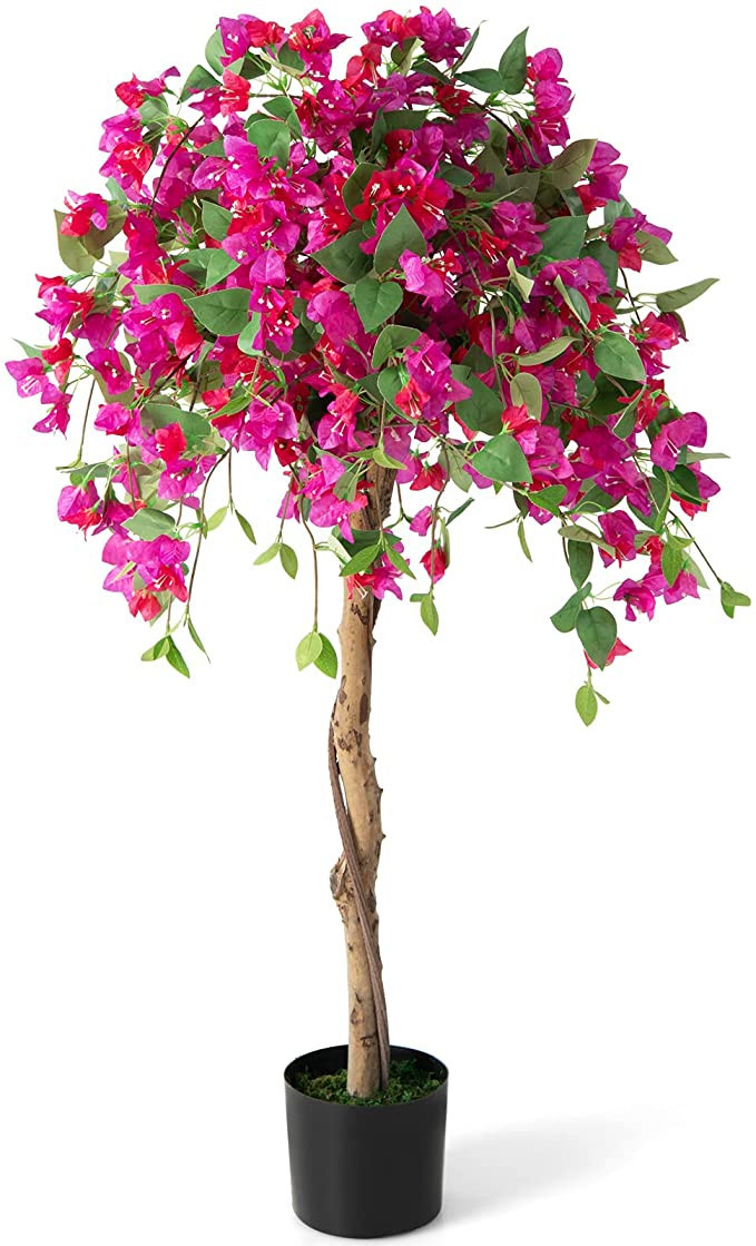 GOFLAME 4.5ft Artificial Bougainvillea Tree, Faux Silk Flower Plant in Pot with 312 Flowers & 624... | Amazon (US)
