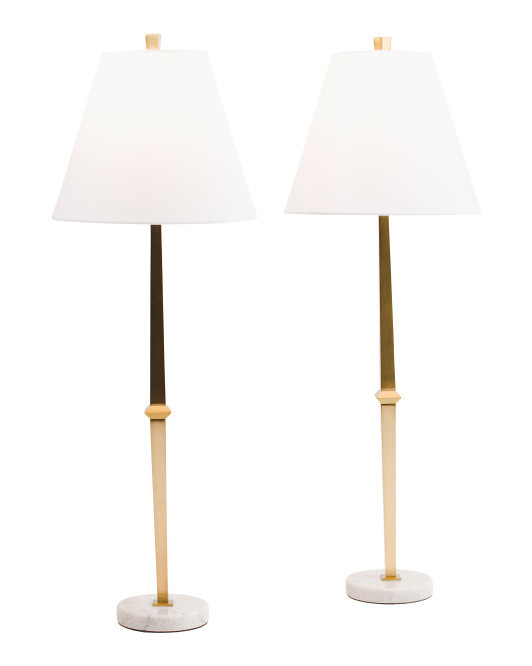 Set Of 2 36in Metal And Marble Buffet Lamps | Marshalls