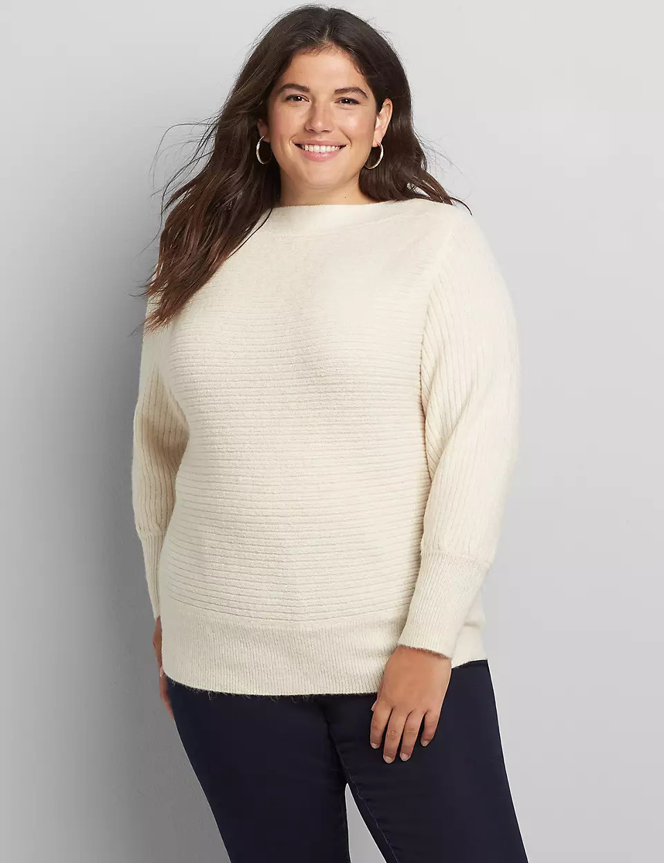 Horizontal Ribbed-Knit Boatneck Sweater | Lane Bryant (US)