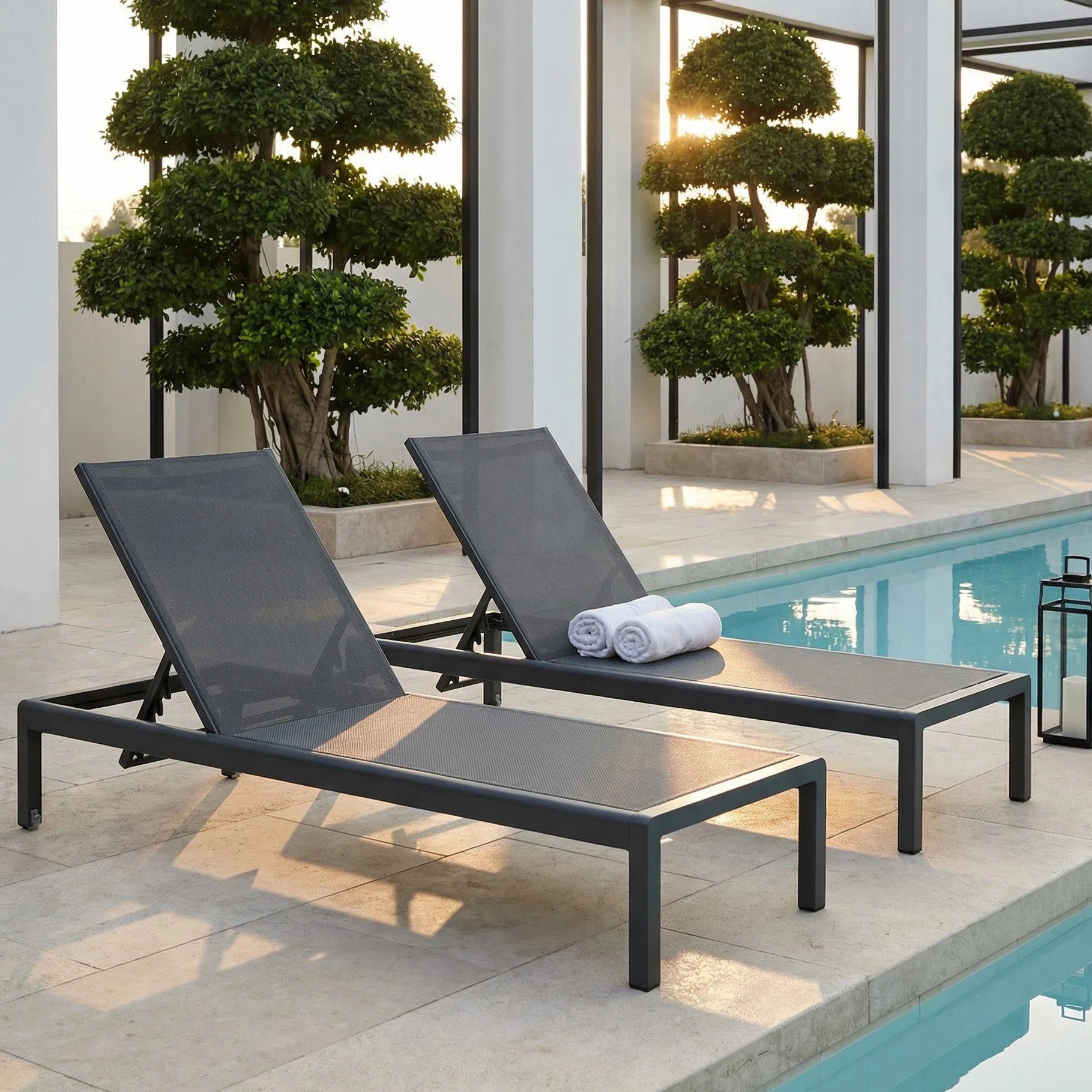 Caggiano 77.56'' Long Reclining Chaise Lounges (Set of 2) | Wayfair North America