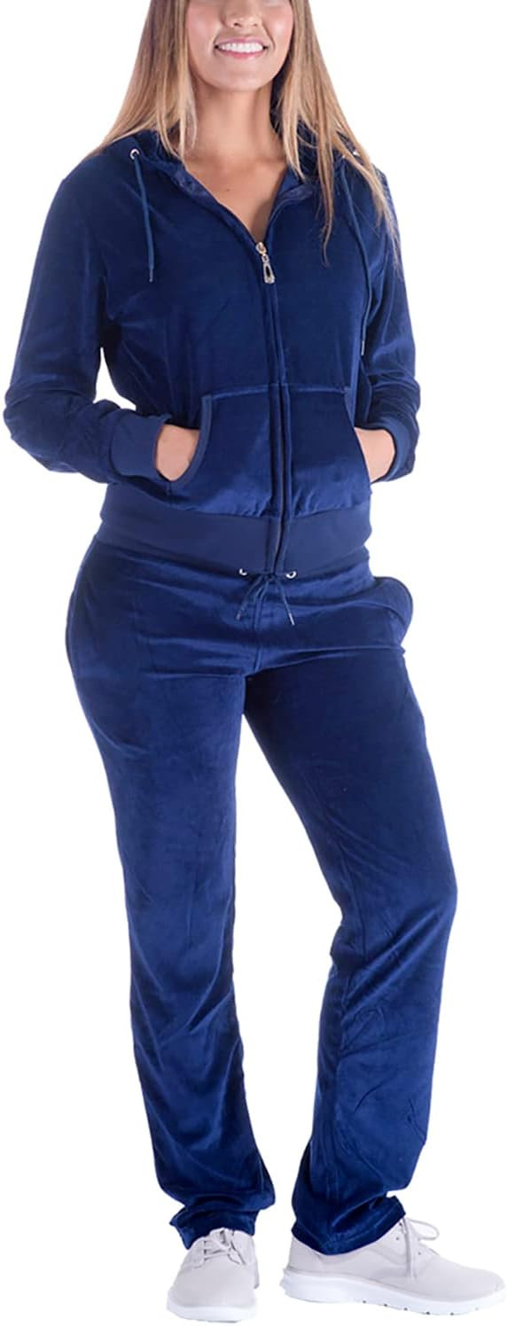 LeeHanTon Womens 2 Piece Outfits Velour Tracksuits Long Sleeve Sports Sweatsuits Jogging Velvet L... | Amazon (US)