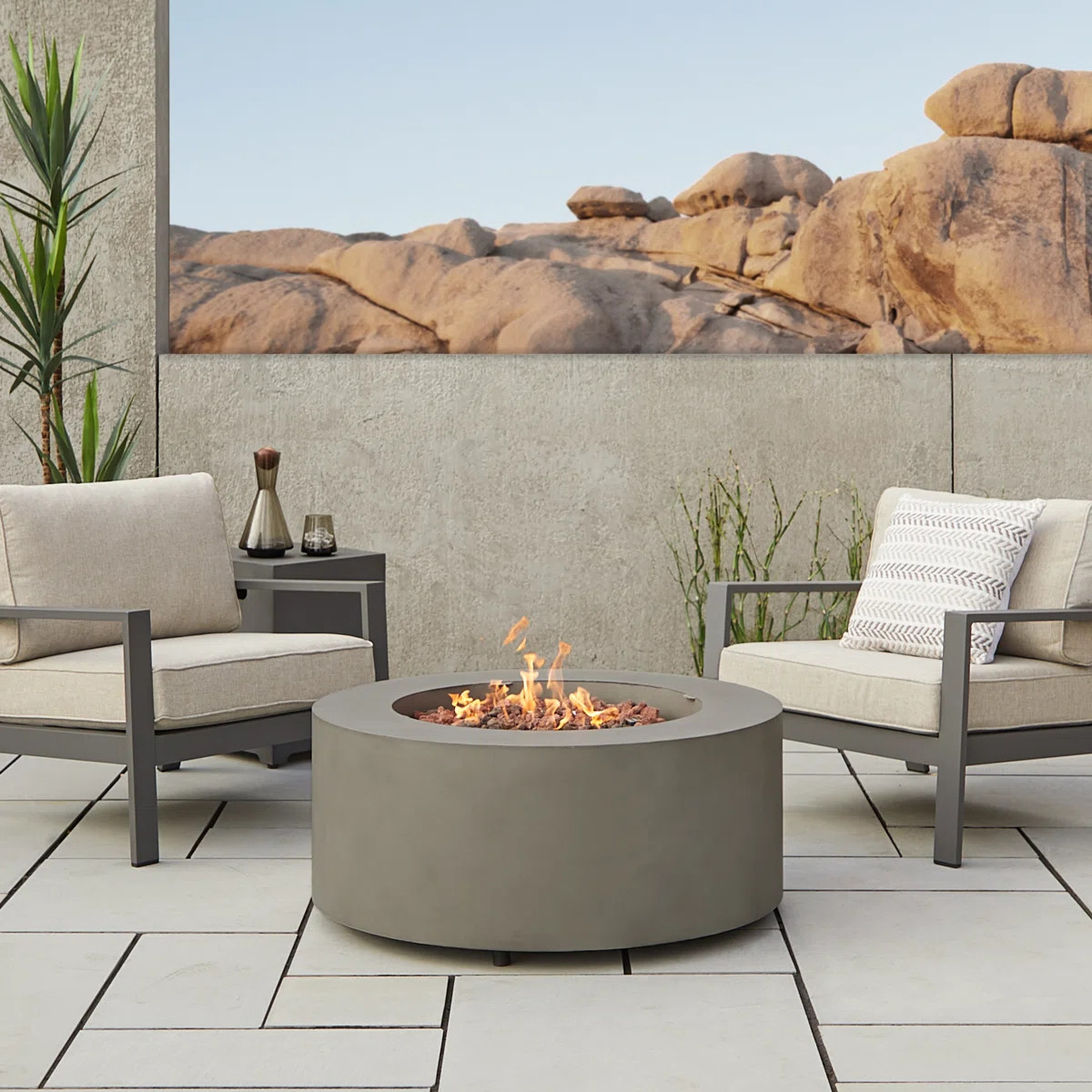 AEGEAN 36" Round Steel Propane or Natural Gas Fire Pit Table by Real Flame | Wayfair North America
