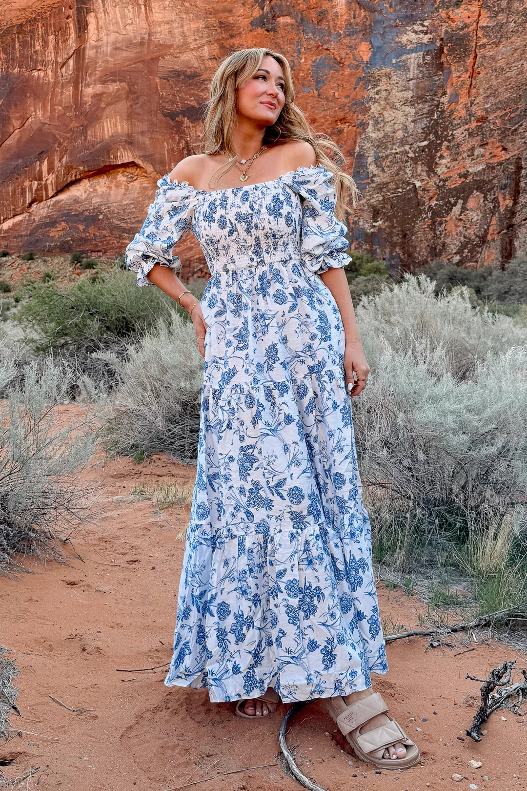 Madeline Maxi Dress in Indigo Floral | Ivy City Co