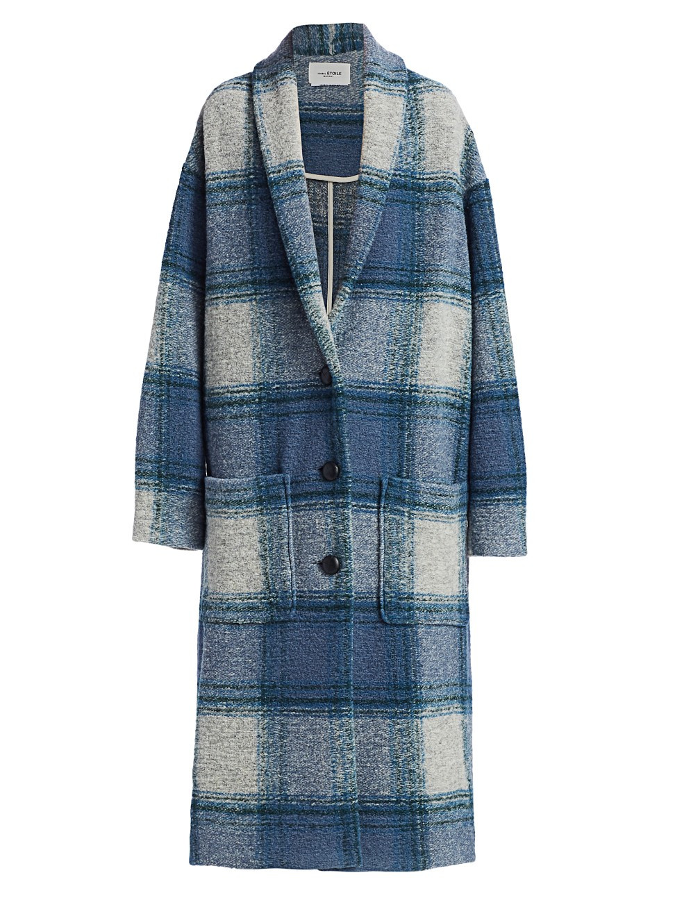 Isabel Marant Etoile Women's Elayo Long Plaid Wool-Blend Coat - Greyish Blue - Size 0 (XS) | Saks Fifth Avenue