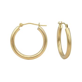 14K Gold Round Polished 21mm Hoop Earrings | JCPenney