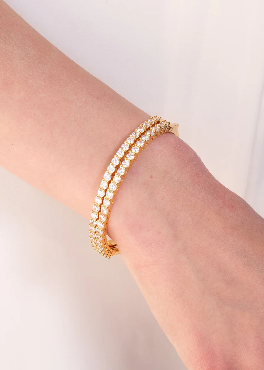 Rhianna Rhinestone Gold Metal Bangle Bracelet | Benaar La
