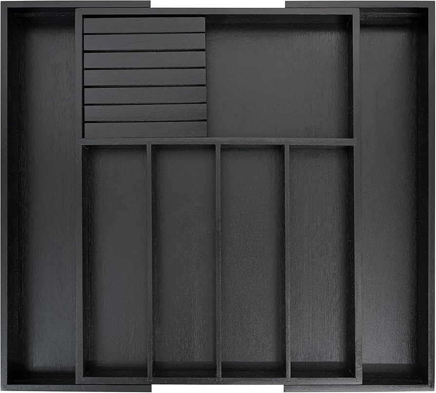 VaeFae Bamboo Silverware Drawer Organizer Kitchen, Expandable Utensil Organizer with Knife Block,... | Amazon (US)