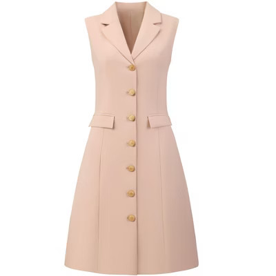 INSPIRE CHIC Women's Sleeveless Collared Button Down Business Work A Line Blazer Dress Small Pink | Target