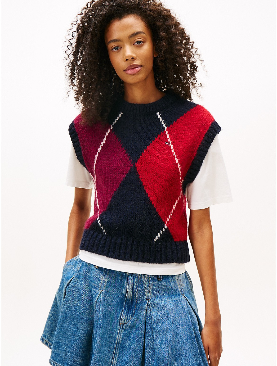 Tommy Hilfiger Women's Tommy Jeans Argyle Sweater Vest - Navy - XS | Tommy Hilfiger (US)