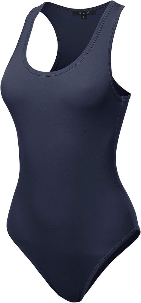 Women's Fashion Basic Premium Cotton Racerback Sleeveless Tank Body Suit | Amazon (US)