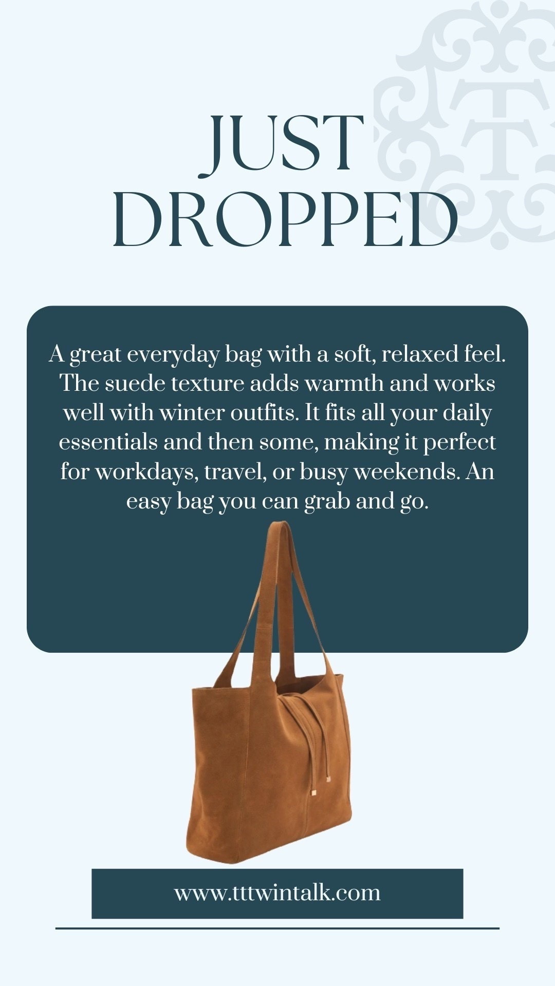 A great everyday bag with a soft, relaxed feel. The suede texture adds warmth and works well with winter outfits. It fits all your daily essentials and then some, making it perfect for workdays, travel, or busy weekends. An easy bag you can grab and go.

#LTKMidsize #LTKSeasonal #LTKOver40