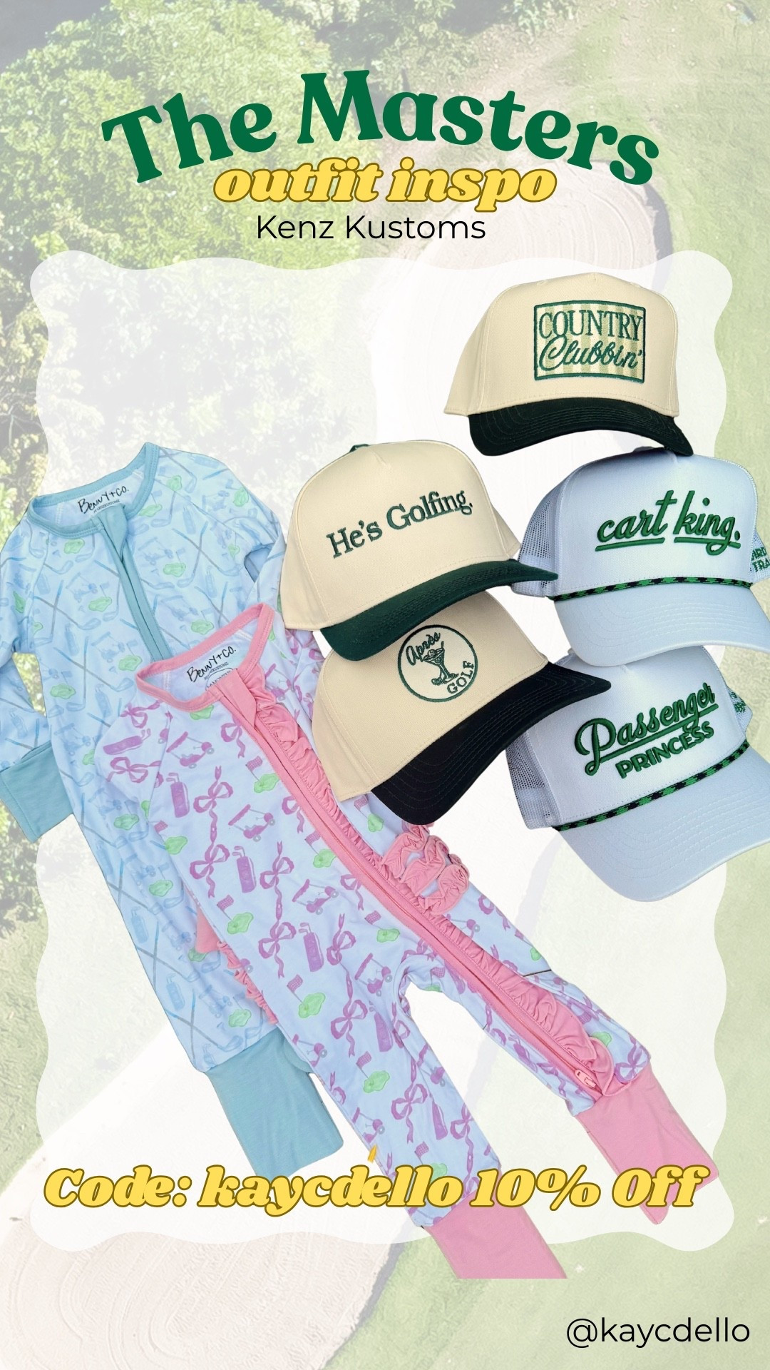 The cutest Masters drop just landed and I honestly can’t pick a favorite ⛳💚

The hats, the baby zips, the embroidery… every single piece understood the assignment 👏
Use code kaycdello for 10% off before your favorite sells out ✨

Which one are you claiming first — He’s Golfing, Passenger Princess, Cart King, or Country Clubbin’? 👀👇

#LTKKids #LTKStyle #MastersStyle #GolfStyle #SpringDrop #MomFinds #MatchingMomStyle #BabyStyle #KenzKustoms #SmallShopFinds #LTKSeasonal #Kaycdello

#LTKSeasonal #LTKActive #LTKootd