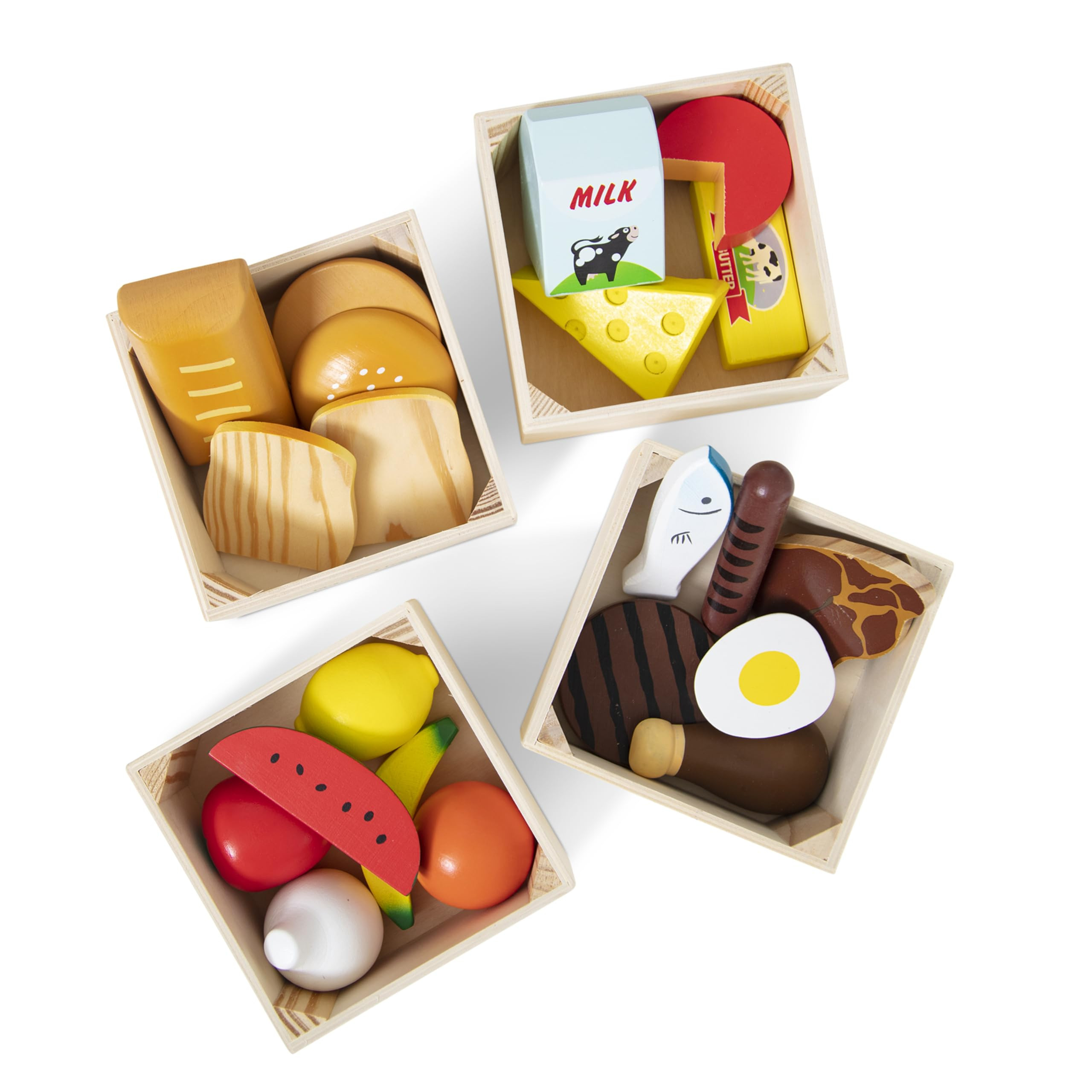 Melissa & Doug Food Groups - 21 Wooden Pieces and 4 Crates, Multi Play Food Sets For Kids Kitchen... | Amazon (US)