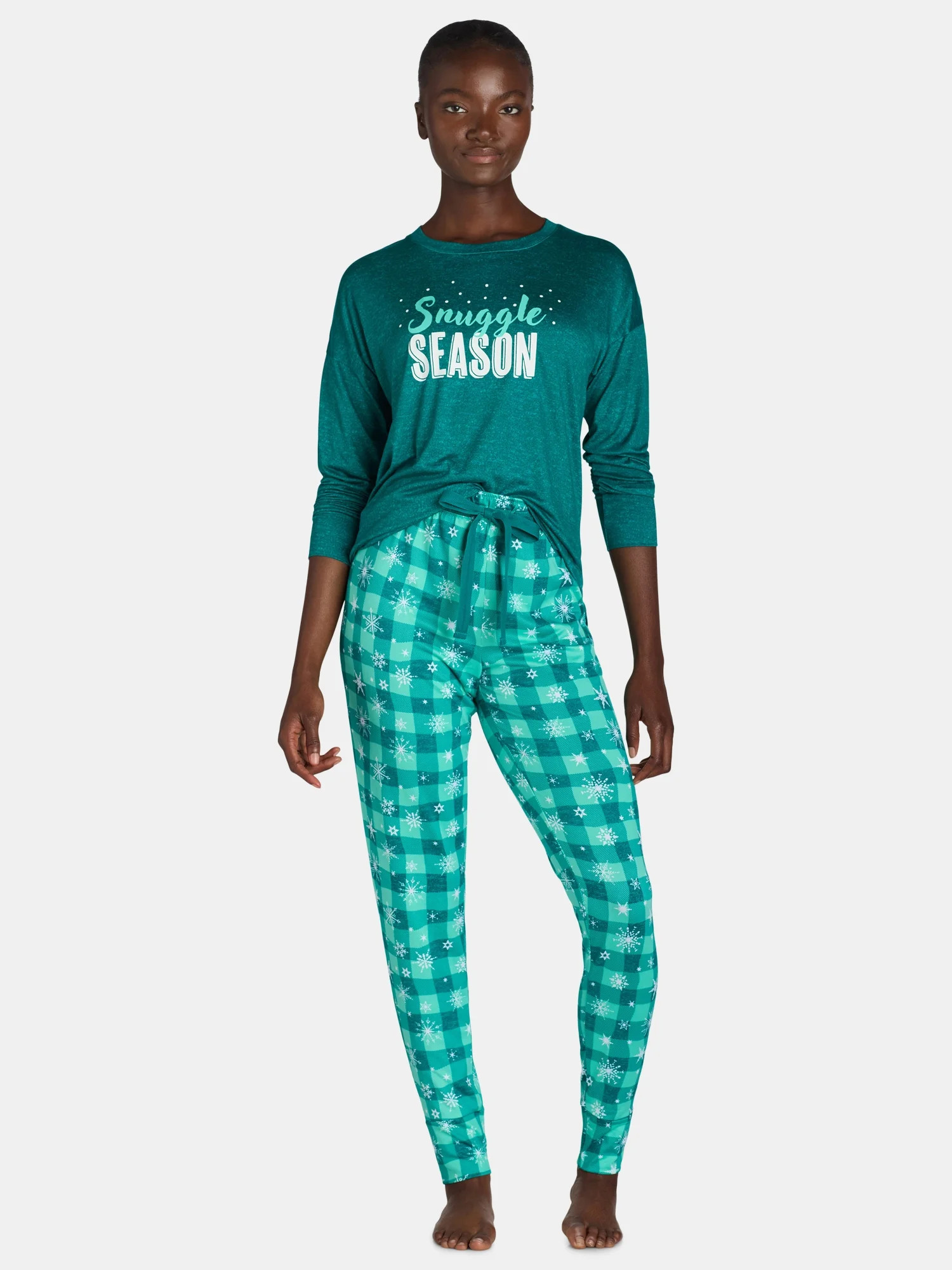 Jaclyn Women's Print Holiday Sleep Tee and Jogger Pants Pajama Set, 2-Piece, Size S-3X | Walmart (US)