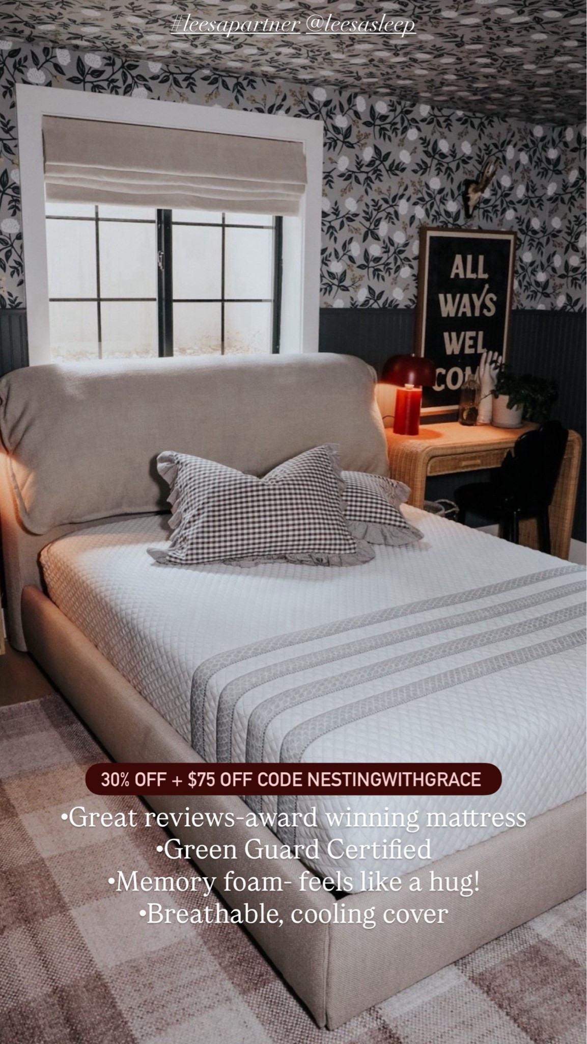 Memorial Day Sale
30% off! + $75 off with code NESTINGWITHGRACE
@leesasleep #leesapartner