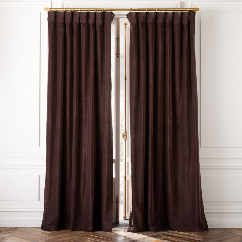 Chocolate Brown Velvet Window Curtain Panel 48''x120'' + Reviews | CB2 | CB2